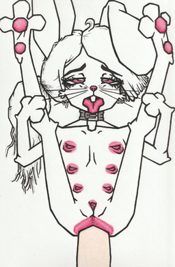 ahegao anal anal_penetration anthro buckteeth butt butt_focus collar dark_eyebrows duo faceless_character faceless_male female female_penetrated floppy_ears fur genitals hair humanoid_genitalia humanoid_penis ink inkpen legs_up looking_pleasured male male/female male_penetrating male_penetrating_female multi_nipple nipples nude offscreen_male pawpads paws penetration penile penile_penetration penis penis_in_ass ponytail sex tail teeth tongue tongue_out whiskers white_body white_fur young missmare(artist) squishymare briar_(squishymare) lagomorph leporid mammal rabbit absurd_res colored_pencil_(artwork) hi_res traditional_media_(artwork)