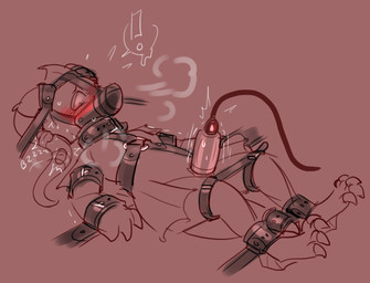 4_toes ankle_cuffs anthro bdsm blush bondage bound claws collar cuff_(restraint) egg_vibrator exclamation_point feet genitals harness hose machine male milking_machine muzzle_(object) muzzled penile penis penis_milking restraints sex_toy shackles solo submissive submissive_male tail toe_claws toes tube vibrator wrist_cuffs banderi mythology aelris dragon mythological_creature mythological_scalie scalie 2021 digital_drawing_(artwork) digital_media_(artwork) hi_res