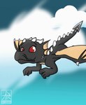 animated anthro antoreakk black_dragon cloud dragon flying horn island loop low_res male mythological_creature mythological_scalie mythology scalie short_playtime solo spines tail wings