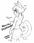 ambiguous_gender anthro bottomwear clothed clothing femboy holding_arm inner_ear_fluff looking_at_viewer looking_back midriff rear_view simple_background skirt solo text tuft white_background wig alec8ter conditional_dnp cassidy_(alec8ter) domestic_cat felid feline felis mammal 2017 black_and_white english_text hi_res monochrome signature