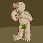 5_fingers ambiguous_gender anthro bald barefoot beady_eyes belly biped brown_body claws feet fingers leaf leaf_on_crotch nipples pink_body solo standing toe_claws clawheld eulipotyphlan mammal mole_(animal) star-nosed_mole