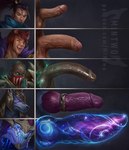2024 accessory anthro anubian_jackal artist_name aurelion_sol_(lol) balls big_balls big_penis canid canine canis chart circumcised cock_ring curved_penis dark_body dark_skin deity dragon egyptian_mythology foreskin genitals glowing glowing_eyes group hi_res humanoid_genitalia humanoid_penis hybrid_genitalia hybrid_penis jackal jewelry knot knotted_humanoid_penis league_of_legends long_penis magic magic_penis male male/male mammal middle_eastern_mythology mintwo mythological_creature mythological_scalie mythology nasus_(lol) open_mouth penis penis_accessory penis_chart penis_jewelry penis_lineup penis_size_comparison penis_size_difference portrait pubes pyke_(lol) retracted_foreskin riot_games scalie scar sett_(lol) tanned_skin tencent thick_penis tongue tongue_out translucent translucent_penis yasuo_(lol)