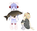 anthro blinking bottomwear clothing duo female feral hair hat headgear headwear skirt smile tail tail_motion alunka cheri_(alunka) smietana_(alunka) domestic_cat felid feline felis fish human mammal marine animated digital_media_(artwork) low_res pixel_(artwork) pixel_animation short_playtime