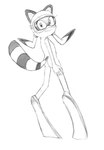 anthro breasts butt eyewear female goggles looking_at_viewer nude nude_anthro nude_female small_breasts solo swimming swimming_fins swimming_goggles drawfag 1500chan sega sonic_the_hedgehog_(series) marine_the_raccoon absurd_res black_and_white hi_res monochrome