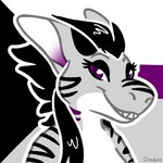 anthro black_hair black_stripes demisexual_pride_colors eyebrows eyelashes female female_anthro gills grey_body grey_skin hair half-closed_eyes lgbt_pride looking_at_viewer narrowed_eyes nude outline pride_color_background pride_colors pupils purple_eyes purple_gills purple_inner_ear sharp_teeth simple_background slit_pupils smile snout solo striped_body stripes teeth white_body white_inner_ear white_outline cloudpie conditional_dnp lgbt_pride_month fish marine shark 1:1 2020 bust_portrait clip_studio_paint_(artwork) digital_drawing_(artwork) digital_media_(artwork) flat_colors icon portrait restricted_palette