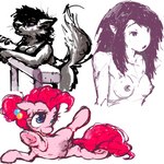 anthro breasts crotch_breasts curled_hair female feral genitals group hair nude pussy straight_hair teats trio clownstongue adventure_time cartoon_network friendship_is_magic hasbro my_little_pony marceline_abadeer pinkie_pie_(mlp) canid canine canis equid equine horse humanoid mammal pony vampire wolf 1:1 hi_res