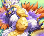 absurd_res ambiguous_gender biped claws countershade_face countershade_neck countershade_tail countershade_torso countershading cygames dragalia_lost dragon english_text feathered_dragon feathered_scalie feathered_wings feathers feral hi_res horn jupiter_(dragalia_lost) mythil_flower mythological_creature mythological_scalie mythology nintendo open_mouth scalie solo speech_bubble tail text wings