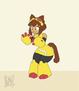 anthro bouncing_breasts breast_jiggle breasts brown_body brown_hair brown_tail clothed clothing dancing eyebrows eyelashes eyewear eyewear_on_head female goggles goggles_on_head griddy hair jiggle_physics jiggling logo magenta_eyes music music_video pink_eyes purple_eyes simple_background solo tail tan_background tan_body whiskers wide_hips yellow_sclera pimozzarella gameoverse glitch_productions kit_bodega domestic_cat felid feline felis mammal 2026 animated artist_logo background_music frame_by_frame full-length_portrait loop portrait short_playtime sound video