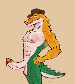 added_anatomy anthro balls bicolored_fur bicolored_penis blush bodily_fluids candy clothing dessert dripping erection food genital_fluids genitals gummy_(food) hat headgear headwear humanoid_genitalia humanoid_penis looking_at_viewer male muscular nipples non-mammal_balls non-mammal_nipples nude pecs penis precum precum_drip scales simple_background smile solo tail teeth ryonane glitch_productions the_amazing_digital_circus gummigoo_(tadc) alligator alligatorid caiman crocodilian food_creature gummy_creature living_candy reptile scalie digital_media_(artwork)