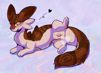 alternate_color amber_eyes animal_genitalia bedroom_eyes blush disembodied_hand feet feral flexible genital_slit genitals looking_at_viewer lying male male_feral musk narrowed_eyes on_front paws penis penis_tip quadruped raised_leg seductive smile soles solo spread_legs spreading prince-vulpine palworld pocketpair chillet pal_(species) colored digital_media_(artwork) hi_res shaded