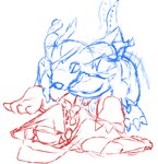 1_eye 2_horns 3_toes ahegao anal anal_penetration animal_skin anthro anthro_on_anthro anthro_penetrated anthro_penetrating anthro_penetrating_anthro blue_body blue_stripes bodily_fluids bodily_fluids_in_ass bottomless claws clenched_teeth clothed clothed/nude clothed_anthro clothed_male clothed_sex clothing duo electronics eye_patch eye_patch_only eyes_closed eyewear feet from_front_position fur genitals grin hand_on_floor hand_on_leg headgear headphones headwear hoodie hoodie_only horn humanoid_genitalia looking_pleasured lying male male/male male_on_bottom male_on_top male_penetrated male_penetrating male_penetrating_male mating_press motion_lines mouth_closed nude nude_anthro nude_male on_back on_bottom on_top open_mouth partially_clothed pecs penetration penile penile_penetration penis penis_in_ass red_body sex sharp_teeth simple_background smile spiked_tail spikes spikes_(anatomy) spiral_horn stripes tail teeth toe_claws toes topwear topwear_only urethra white_background heibanhikaru bandai_namco digimon axl_shoutmon garabumon digimon_(species) gabumon scalie shoutmon 2024 absurd_res digital_media_(artwork) hi_res sketch