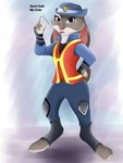 anthro bottomwear clothed clothing dialogue ears_down female hat headgear headwear jacket looking_at_viewer meter_maid open_mouth pants pivoted_ears shirt solo standing talking_to_viewer teeth tongue topwear uniform vest wide_eyed marcushunter disney zootopia judy_hopps lagomorph leporid mammal rabbit 2016 3:4 hi_res