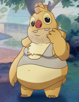 3_toes antennae_(anatomy) anthro biped bottomless bottomless_male buckteeth chest_tuft clothed clothing dipstick_antennae facial_hair feet fur half-closed_eyes male multicolored_antennae narrowed_eyes obese obese_male overweight overweight_anthro overweight_male red_nose screencap screencap_background small_tail solo standing tail teeth toes tuft yellow_body yellow_fur rosco_chubz disney lilo_and_stitch reuben_(lilo_and_stitch) alien experiment_(lilo_and_stitch) 2021 digital_drawing_(artwork) digital_media_(artwork) hi_res