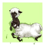 breasts cleavage clothed clothing dark_body dark_skin female horizontal_pupils pupils sitting solo kaiki_hito_ningen bovid bovid_taur caprine caprine_taur domestic_sheep mammal mammal_taur sheep sheep_taur taur 1:1