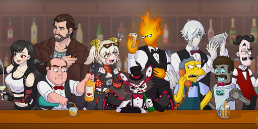 4_fingers accessory afro anthro apron arms_bent armwear balding bar_counter bartender bartending beard beer_mug beverage black_armwear black_clothing black_elbow_gloves black_eyes black_facial_hair black_gloves black_hair black_handwear black_mustache black_sclera black_topwear black_vest blonde_hair blue_apron blue_bow_tie blue_clothing blue_shirt blue_topwear bottle bow_tie breasts brown_beard brown_body brown_clothing brown_facial_hair brown_fur brown_hair brown_jacket brown_topwear cleavage clothed clothed_anthro clothed_female clothed_human clothed_humanoid clothed_male clothing cocktail_glass container counter cup curly_hair drinking_glass elbow_gloves electronics eyebrows eyelashes eyewear eyewear_on_head facial_hair female female_human fingers fire fully_clothed fully_clothed_female fully_clothed_human fully_clothed_male fur gesture glass glass_container glass_cup glasses gloves grey_body grey_hair group hair hair_accessory hair_over_eye hand_behind_back handwear holding_alcohol holding_alcohol_bottle holding_beverage holding_bottle holding_cocktail holding_container holding_cup holding_object holding_phone holding_smoking_pipe inside jacket larger_female larger_human larger_male leaning_on_counter light long_eyebrows long_hair looking_at_another machine male male_anthro male_human male_humanoid metallic_body mug mustache name_tag open_clothing open_topwear open_vest orange_body orange_eyes overweight overweight_human overweight_male phone pigtails pouring_alcohol pouring_drink raised_finger raised_pinky rectangular_glasses red_bow_tie red_clothing red_eyebrows red_eyes red_topwear red_vest rolled_up_sleeves shelf shirt short_hair size_difference smaller_anthro smaller_female smaller_human smaller_male smoking_pipe sparkles standing star_pupils sunglasses sunglasses_on_head tan_body tan_skin topwear vest white_body white_dress_shirt white_fur wine_bottle yellow_body yellow_skin chris-thekid arcane_(tv_series) bartender:_the_right_mix comedy_central death_parade family_guy final_fantasy final_fantasy_vii futurama hazbin_hotel hellaverse league_of_legends mihoyo riot_games square_enix tencent the_simpsons undertale undertale_(series) zenless_zone_zero burnice_white decim_(death_parade) grillby horace_(family_guy) husk_(hazbin_hotel) izac_(futurama) miguel_(bartender:_the_right_mix) moe_szyslak tifa_lockhart vander_(arcane) elemental_creature felid feline fire_creature human humanoid mammal robot robot_humanoid sinner_demon 2025 colored crossover digital_drawing_(artwork) digital_media_(artwork) english_description hi_res lighting shaded signature