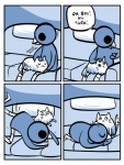 ambiguous_gender anthro beak dialogue domestic_pet furniture humor petting sofa text what nedroid bartholomew reginald_(nedroid) avian bird domestic_cat felid feline felis mammal 2011 comic english_text