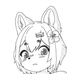 accessory anthro bangs blush circle_eyebrows eyebrows female flower flower_in_hair hair hair_accessory hairpin plant short_hair simple_background solo white_background kaysei juno_(kaysei) felid feline mammal hatching_(art) headshot_portrait icon monochrome portrait shaded traditional_media_(artwork)
