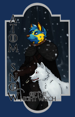 anthro armor badge clothed clothing collar dark detailed_background duo feral forest fur hair holding_melee_weapon holding_object holding_sword holding_weapon knight male melee_weapon outside plant snow standing sword text tree warrior weapon white_body white_fur winter bluwolfie42 game_of_thrones jon_snow canid canine canis ghost mammal spirit wolf 2017 absurd_res alpha_channel digital_media_(artwork) english_text hi_res