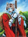 2011 anthro asian beads blue_eyes braided_hair felid hair jewelry landscape male mammal moonsongwolf necklace pantherine prayer_beads simul solo staff stick stripes tail tiger traditional_media_(artwork) unavailable_at_source