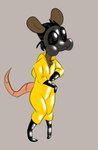 anthro clothing gas_mask glistening hazmat_suit latex latex_clothing male mask simple_background solo wearing_mask hhbrother rocko_(hhbrother) mammal murid murine rat rodent hi_res sketch