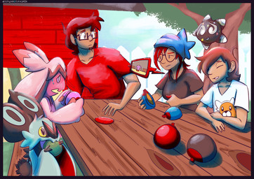 apricorn brown_hair crafting electronics eyewear female glasses green_body group hair male phone pink_body pink_hair red_hair young screamoshaymin nintendo pokemon blake_rothenberg calliope_(screamoshaymin) rosy_(screamoshaymin) generation_6_pokemon generation_7_pokemon generation_9_pokemon human mammal minior noibat pokemon_(species) shiny_pokemon tinkaton hi_res signature aunt_(lore) aunt_and_nephew_(lore) brother_(lore) brother_and_sister_(lore) father_(lore) father_and_child_(lore) father_and_son_(lore) nephew_(lore) parent_(lore) parent_and_child_(lore) parent_and_son_(lore) sibling_(lore) sister_(lore) son_(lore)