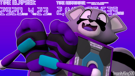 3_toes anthro black_body black_fur black_nose clothing feet foot_fetish foot_focus footwear fur legwear multicolored_body multicolored_fur open_mouth open_smile pattern_clothing pattern_footwear pattern_legwear pattern_socks purple_body purple_eyes purple_fur purple_tongue restrained smile socks solo striped_clothing striped_footwear striped_socks stripes text tickle_fetish tickle_torture tickling tickling_feet tickling_machine time_remaining toes tongue white_body white_fur white_inner_ear insanityking500 indigo_park rambley_raccoon mammal procyonid raccoon 16:9 3d_(artwork) artist_name digital_media_(artwork) hi_res widescreen male_(lore)