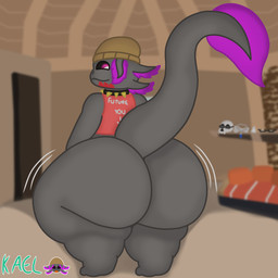 after_vore anthro big_butt bone butt male rear_view skull solo thick_thighs vore weight_gain kaelminus kaelminus_(kaelminus) amphibian aquatic axolotl mole_salamander salamander 1:1 absurd_res hi_res