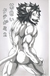 anthro comic felid greyscale hi_res japanese_text lion male mammal monochrome muscular muscular_anthro muscular_male pantherine paws sky_gomi solo text