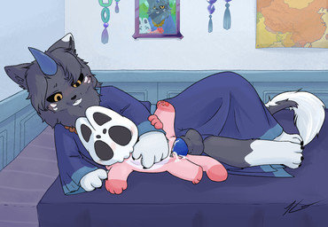 abdominal_bulge adult_on_child adult_on_young age_difference anthro bed blush bodily_fluids bone clothed clothing costume cum cum_inside duo female furniture genital_fluids horn male male/female map on_bed raised_leg size_difference skeleton young zipper konen fabulous_beasts mythology diting_(fabulous_beasts) kulou_(fabulous_beasts) canid canine felid feline mammal mythological_creature undead hi_res shaded signature adopted_(lore) adopted_daughter_(lore) adoptive_father_(lore) pseudo_incest_(lore)