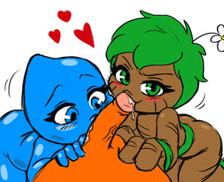 balls blue_eyes blush bodily_fluids butt collaborative collaborative_fellatio collaborative_oral collaborative_sex drooling duo_focus erection fellatio female flower genitals green_eyes green_hair group group_sex hair heart_symbol male male/female not_furry oral penile penis plant pupils saliva sassy sex sucking threesome trio water joaoppereiraus elemental_creature elemental_humanoid flora_fauna humanoid plant_humanoid water_creature water_humanoid 2018 digital_media_(artwork) hi_res
