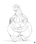 anthro areola areola_slip belly big_breasts bodily_fluids bodysuit breasts clenched_teeth clothed clothing female fingers flying_sweatdrops fur gloves handwear holding_breast holding_object hooved_fingers hooves horn long_neck markings nipple_outline obese obese_anthro obese_female ossicone overweight overweight_anthro overweight_female simple_background skinsuit solo spots spotted_body spotted_fur standing sweat sweatdrop tail tail_tuft teeth thick_thighs tight_clothing torn_clothing torn_gloves torn_handwear transformation tuft weight_gain white_background wide_hips worried gillpanda giraffe giraffid mammal 2013 black_and_white monochrome