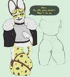 anthro big_butt big_ears bottomless butt choker clothed clothing crop_top eyewear femboy fishnet_clothing fur fur_jacket glasses jewelry jockstrap male markings necklace shirt solo spots spotted_body text thick_thighs topwear underwear wide_hips yellow_body yellow_eyes yellow_fur kuttzawarie uchi_(kuttzawarie) felid feline mammal serval english_text hi_res