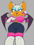 anthro big_breasts bra breast_squeeze breasts camel_toe clothing female hand_behind_head hand_on_butt huge_breasts knock-kneed navel solo squeezing striptease thick_thighs under_boob underwear wide_hips wobastt sega sonic_the_hedgehog_(series) rouge_the_bat bat mammal 2024 absurd_res hi_res tagme