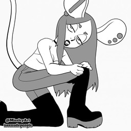 book boots bottomwear breasts buckteeth butt choker cleavage clothed clothing denim denim_bottomwear denim_clothing ear_piercing female footwear half-closed_eyes holding_book holding_object industrial_piercing jeans jewelry lip_sync narrowed_eyes necklace pants piercing shoes solo stomping stomping_viewer teeth iseenudepeople sound_warning kat_(iseenudepeople) animal_humanoid humanoid mammal mammal_humanoid mouse_humanoid murid murid_humanoid murine murine_humanoid rodent rodent_humanoid 1:1 2025 2d_animation animated greyscale monochrome short_playtime sound video voice_acted