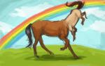 animal_head black_hair centaur-taur cloud equid equine for_a_head hair hooves horse humanoid humor mammal monster outside rainbow rainbow_arch solo tart-jammies_draws_(artist) taur unusual_taur what what_has_science_done