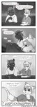 2022 absurd_res anthro black_nose buckteeth canid canine canis canis_(canisfidelis) canisfidelis clothed clothing comic dialogue domestic_dog duo english_text eyebrows eyes_closed hair hand_on_shoulder hi_res holding_glass holding_object humor inside looking_at_another looking_down male male/male mammal monochrome mouse murid murine open_mouth profanity rodent shiba_inu shirt short_hair simple_background sitting speech_bubble spitz teeth text topwear