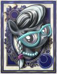 accessory border braided_hair eyewear female feral fur gem glasses grey_body grey_fur grey_hair hair hair_accessory hairband jewelry looking_at_viewer moon necklace ornate_border pearl_(gem) pearl_necklace ponytail portrait_(object) purple_eyes smile solo sun harwick friendship_is_magic hasbro my_little_pony silver_spoon_(mlp) earth_pony equid equine horse mammal pony bust_portrait portrait