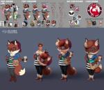 anthro beverage clothed clothing coffee costume eyewear fangs female fox_costume fursuit glasses hat headgear headwear mascot_suit purse side_view solo teeth unknown_artist planet_coaster foxy_(planet_coaster) canid canine fox human mammal concept_art hi_res model_sheet official_art