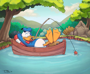 anthro beak biped blue_clothing blue_hat blue_headwear blue_shirt blue_topwear boat bottomless bottomless_anthro bottomless_male bow_tie box clothed clothed_anthro clothed_male clothing cloud container day detailed_background eyes_closed feathers featureless_crotch feet fishing fishing_rod grass hands_behind_head hat headgear headwear life_ring lying male male_anthro membrane_(anatomy) mountain on_back on_boat open_beak open_mouth open_smile outside plant pronounced_browridge red_bow_tie rock shirt sky sleeping smile swim_ring toes tongue toony topwear tree vehicle water watercraft webbed_feet white_body white_feathers yellow_beak yellow_legs teaselbone disney donald_duck anatid anseriform avian bird duck 2019 digital_media_(artwork) shaded signature