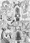 anthro dialogue female fur group text thin_calves thin_legs thin_thighs young young_female young_human prophet bandai_namco digimon jeri_katou canid canine digimon_(species) felid fox human leomon mammal comic english_text greyscale monochrome