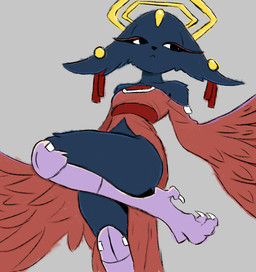 anthro breasts clothed clothing eyelashes female gem halo prosthetic prosthetic_leg prosthetic_limb solo wings xeffy nine_sols red_candle_games goumang_(nine_sols) felid feline mammal solarian absurd_res hi_res