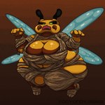 antennae_(anatomy) anthro big_breasts breasts clothing cosplay costume female holidays overweight overweight_female rags scary solo square_(anatomy) wings vodyanoy5 halloween microsoft minecraft mojang xbox_game_studios bertha_(vodyanoy) arthropod bee bee_(minecraft) humanoid hymenopteran insect mummy undead 1:1