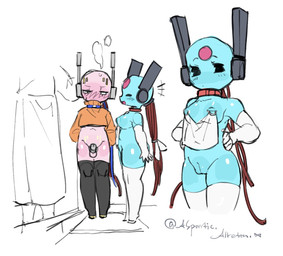 5_fingers antennae_(anatomy) anthro armwear big_vulva black_clothing black_legwear black_thigh_highs blue_body blue_collar breasts chastity_cage chastity_device clothing collar duo elbow_gloves facial_markings female fingers forehead_markings genitals gloves handwear head_markings hooves legwear machine male male/female markings nipple_piercing nipples piercing pink_body red_collar thick_thighs thigh_highs vulva white_clothing white_legwear white_thigh_highs wire alretta rain_world videocult five_pebbles_(rain_world) looks_to_the_moon_(rain_world) humanoid iterator_(rain_world) hi_res