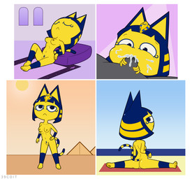 ankh anthro blue_body blue_fur blue_hair bodily_fluids border breasts brown_nipples butt cheek_bulge cum cum_on_face duo eyes_closed faceless_character faceless_male fellatio female flexible fur genital_fluids genitals grey_body hair half-closed_eyes leaking_cum looking_at_viewer looking_back looking_back_at_viewer lying male male/female mostly_nude narrowed_eyes nipples nude on_back oral pawpads penile penis penis_in_mouth pubes sex simple_background solo splits spread_legs spreading vulva white_border yellow_body yellow_fur 39coit animal_crossing nintendo ankha_(animal_crossing) anon domestic_cat felid feline felis human mammal 2022 absurd_res better_version_at_source hi_res multiple_images