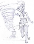 anthro eyewear female glasses natural_disaster solo tail tornado rick_griffin ailurid mammal red_panda 2011 monochrome sketch