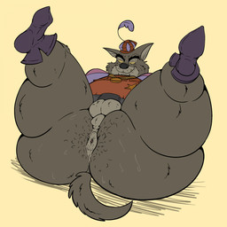 anthro anus badge balls belly big_butt body_hair bottomless bottomless_male butt butt_hair clothed clothing footwear genitals hat hat_feather headgear headwear huge_butt legs_up looking_down loose_feather male medallion moobs overweight overweight_anthro overweight_male penis presenting presenting_anus shirt shoes smile solo thick_thighs topwear tunic sunflower_fox sheriff_of_nottingham canid canine canis mammal wolf 1:1 hi_res