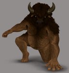 anthro body_hair horn male nude solo rowan_crimes european_mythology greek_mythology mythology bison bovid bovine mammal minotaur