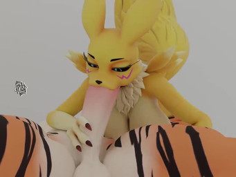 3_fingers anthro anthro_on_anthro anthro_penetrated anthro_penetrating anthro_penetrating_anthro anthro_penetrating_female balls big_breasts big_penis black_body black_choker black_claws black_eyebrows black_finger_claws black_fur black_jewelry black_necklace black_nose black_stripes breasts choker choker_only claws dipstick_ears duo ear_markings erection eyebrows eyelashes faceless_character faceless_male facial_markings fellatio female female_anthro female_focus female_penetrated finger_claws fingers fluffy fluffy_tail fur genitals gloves_(marking) green_eyes hand_on_penis head_markings holding_penis humanoid_genitalia humanoid_penis jewelry male male/female male_anthro male_penetrating male_penetrating_anthro male_penetrating_female markings multicolored_ears neck_tuft necklace necklace_only nude nude_anthro nude_female nude_male oral orange_body orange_fur penetration penile penis penis_in_mouth pupils purple_markings raised_tail sex simple_background solo_focus striped_body striped_fur stripes tail tuft white_background white_balls white_body white_breasts white_ear_tips white_ears white_fur yellow_body yellow_ears yellow_fur yellow_tail pahbahnah sound_warning 728kaya_(va) leodamodeler_(modeler) mayosplash_(modeler) opennsfwsp_(sfx) bandai_namco digimon digi_(yourdigimongirl) digimon_(species) renamon 2026 3d_(artwork) 3d_animation 4:3 animated digital_media_(artwork) high_framerate loop short_playtime sound watermark webm