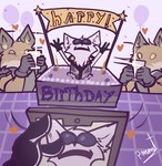 anthro balloon cake clothed clothing dessert duo electronics food fur gloves handwear happy happy_birthday heart_symbol inflatable male multicolored_body multicolored_fur orange_body orange_fur phone white_body white_fur pinumontbalou elmo_rise epic_games fortnite fennix_(fortnite) volpez_(fortnite) arctic_fox canid canine canis fox mammal red_fox true_fox hi_res meme brother_(lore) brothers_(lore) sibling_(lore)