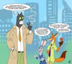 anthro black_body black_fur cigarette clothed clothing female food fur green_eyes grey_body grey_fur group larger_male male necktie orange_body orange_fur pawpsicle police police_uniform popsicle size_difference smaller_female smoke smoking text uniform unclescooter blacksad disney zootopia john_blacksad judy_hopps nick_wilde canid canine domestic_cat felid feline felis fox lagomorph leporid mammal rabbit red_fox true_fox 2016 absurd_res english_text hi_res